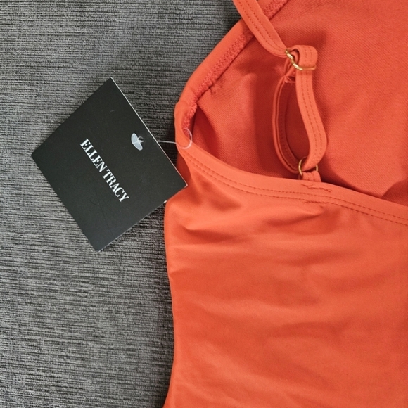 Ellen Tracy Women High Neck Over the Shoulder One Piece keyhole Swimsuit Size 10 - Picture 15 of 15